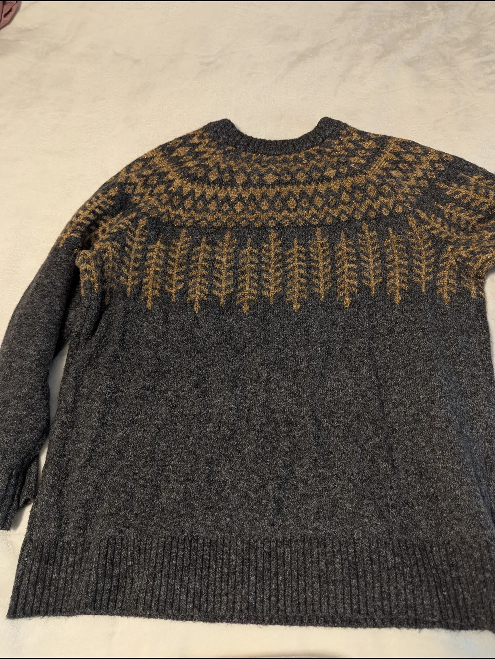 Torrid Gray Fair Isle Crewneck Sweater with Copper Pattern - Picture 3 of 4